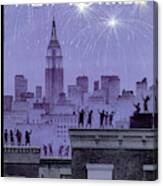 Rooftop Revelers Celebrate New Year's Eve Canvas Print