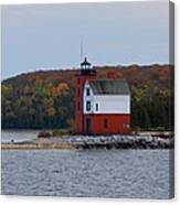 Round Island Lighthouse In Autumn Canvas Print