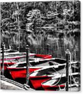 Row Of Red Rowing Boats Canvas Print