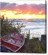 Rowboat At Sunrise Canvas Print