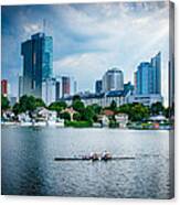 Rowing Boat And The Skyline Of Vienna Canvas Print