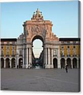 Rua Augusta Arch At Sunrise In Lisbon Canvas Print