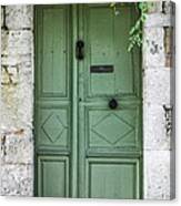 Rustic Green Door With Vines Canvas Print