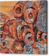 Rusty Washers - Crackle Effect Canvas Print