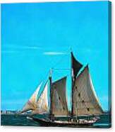 Sailboat Yacht Heading Towards Manhattan. Canvas Print