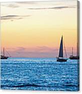 Sailboats At Sunset Off Key West Florida Canvas Print