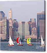 Sailboats On The Hudson I Canvas Print