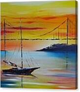 Sailing At Sunset Canvas Print