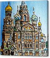 Saint Petersburg Russia The Church Of Our Savior On The Spilled Blood Canvas Print
