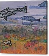 Salmon In The Stream Canvas Print
