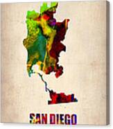 San Diego Watercolor Map Canvas Print