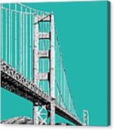 San Francisco Skyline Golden Gate Bridge 2 - Teal Canvas Print
