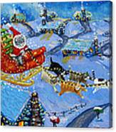 Santa Kitty's Sleigh Canvas Print