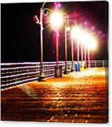 Santa Monica Pier At Night Canvas Print