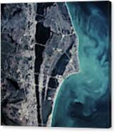 Satellite View Of Cape Canaveral Canvas Print