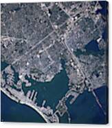 Satellite View Of Sea Port, St Canvas Print