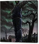Scary Scarecrow In Field Canvas Print