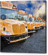 School Bus Lot Painterly Canvas Print