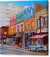 Schwartzs Deli Montreal Street Scene Canvas Print