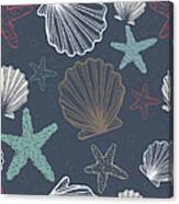 Seamless Pattern With Shells And Canvas Print