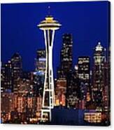 Seattle By Night Canvas Print
