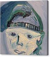 Self Portrait In Blue And Green Canvas Print