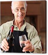 Senior Man Having A Glass Of Wine Canvas Print