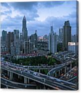 Shanghai Skyline With Roads And Traffic Canvas Print