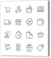 Shopping And E-commerce Line Icons. Editable Stroke. Pixel Perfect. For Mobile And Web. Contains Such Icons As Credit Card, E-commerce, Online Payments, Shipping, Discount. Canvas Print