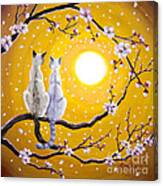 Siamese Cats Nestled In Golden Sakura Canvas Print