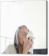 Sick Woman Blowing Her Nose Canvas Print