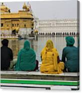 Sikh Family Sitting At The Edge Of Pool Canvas Print