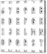 Silver Alphabet And Numbers Canvas Print