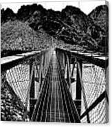 Silver Bridge Over Colorado River At Bottom Of Grand Canyon National Park Conte Crayon Canvas Print