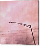 Six #birds #wires #streetlight #clouds Canvas Print
