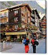 Skiiers In Zermatt Canvas Print