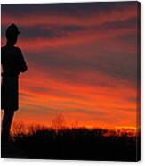 Sky Fire - Aotp 124th Ny Infantry Orange Blossoms-2a Sickles Ave Devils Den Sunset Autumn Gettysburg Canvas Print