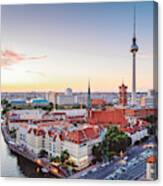 Skyline Of Berlin (germany) With Tv Tower At Dusk Canvas Print