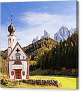 Small Church In The European Alps, In Canvas Print