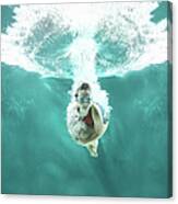 Small Girl Jumping Into The Water- Canvas Print