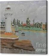 Small Lighthouse At Wollongong Harbour Canvas Print