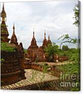 Smaller Temples Next To Dhammayazika Pagoda Built In 1196 By King Narapatisithu Bagan Burma Canvas Print