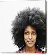 Smiling Woman With Afro Hairstyle Canvas Print