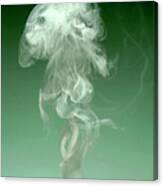 Smoke Against Green Background Canvas Print