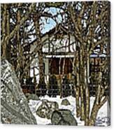 Snowfall And The Japanese Garden House Canvas Print