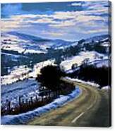 Snowy Scene And Rural Road Canvas Print