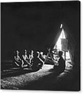Soldiers At Camp At Night Canvas Print