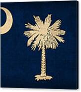South Carolina State Flag Art On Worn Canvas Canvas Print