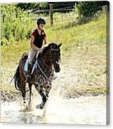 Splashing Thru Water Jump Canvas Print