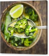 Spoon Of Green Thai Curry , Close-up Canvas Print